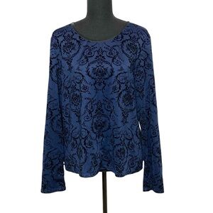Birch Hill Purple Black Paisley Stretchy Blouse L